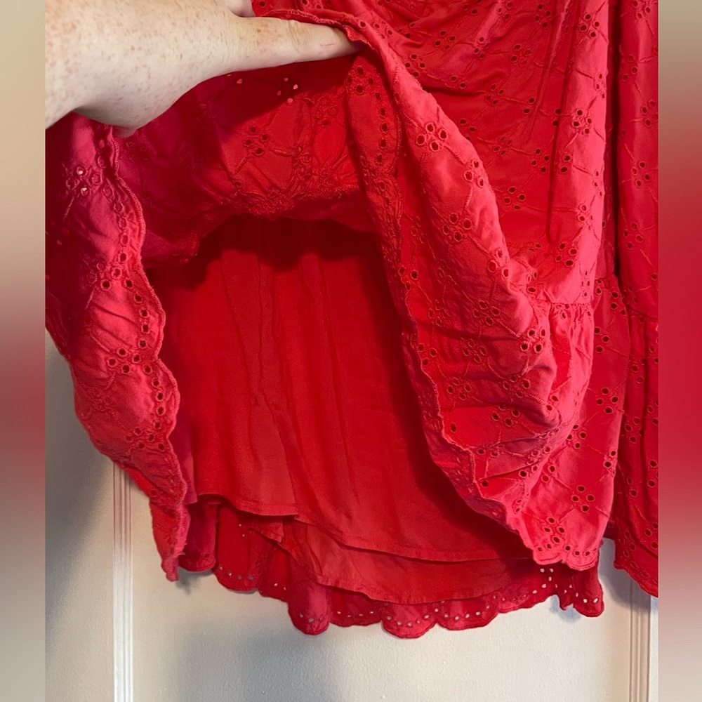 LOFT Plus Red Eyelet Skirt — Size 20 - Picture 3 of 6